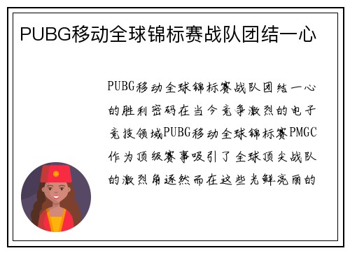PUBG移动全球锦标赛战队团结一心