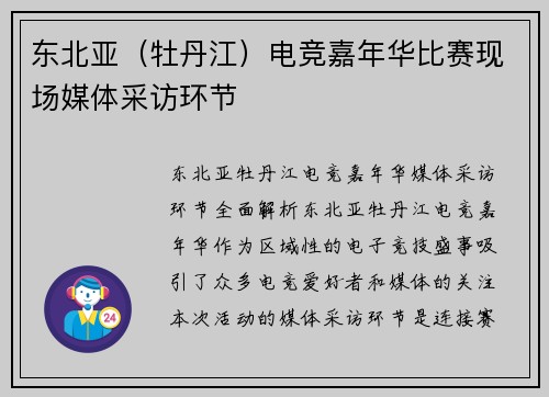 东北亚（牡丹江）电竞嘉年华比赛现场媒体采访环节